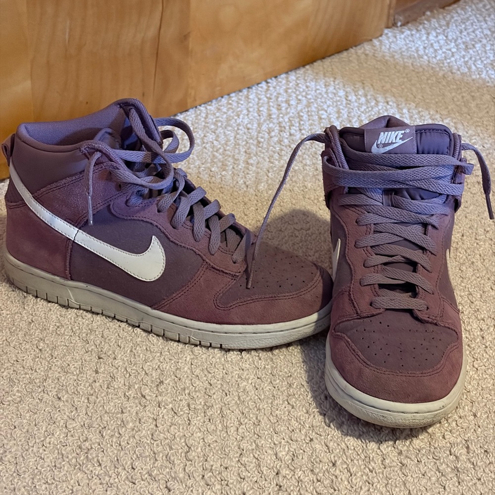 Nike Purple High-Top Air Force 1s with White Swoosh (boys or women’s)